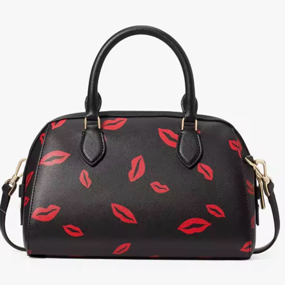 Kate Spade Madison Lip Tods Duffie Lipstick Print Bag Crossbody Top Handle - Picture 4 of 8